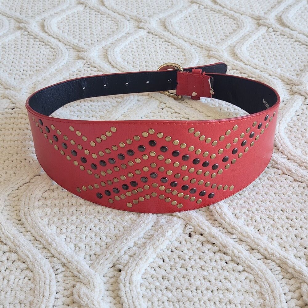 Red Studded Graduated Waist Belt Size S/M